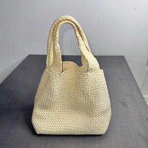 Ann Mashburn Woven Cream Handbag Purse